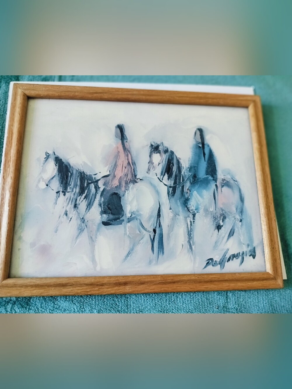 Vintage Framed Art Print Ted de Grazia "Two Squaws" Southwestern Native America